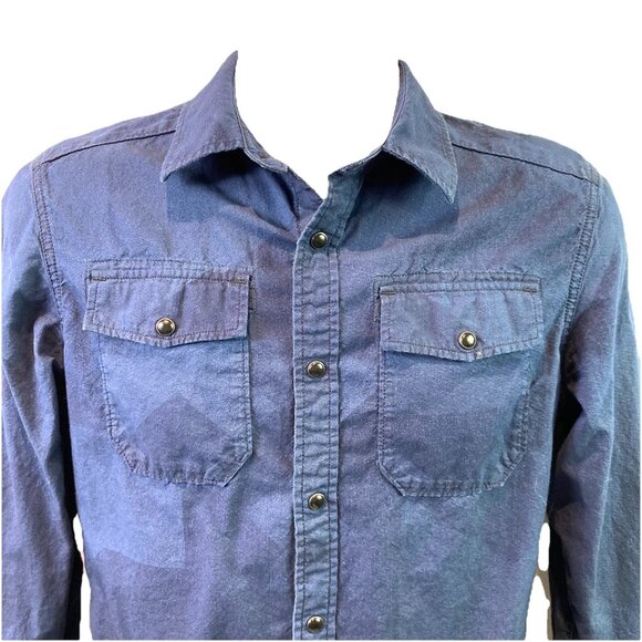 G Star Raw Mens Shirt Blue LS Pockets Snap Front Streetwear Sz M - Picture 3 of 8